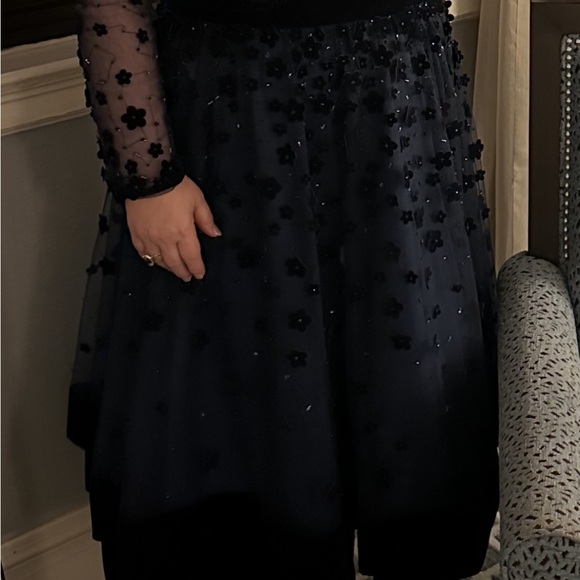 Mac Duggal Tea Length Gown, Midnight Blue sz 14 - Picture 6 of 9